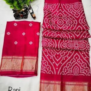 Crep silk  patola design bandhej saree with running blouse