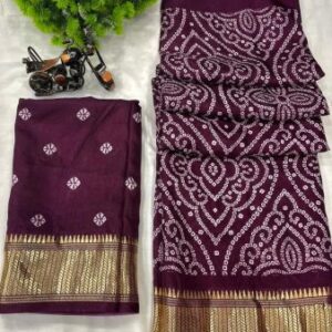 Crep silk  patola design bandhej saree with running blouse