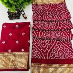 Crep silk  patola design bandhej saree with running blouse