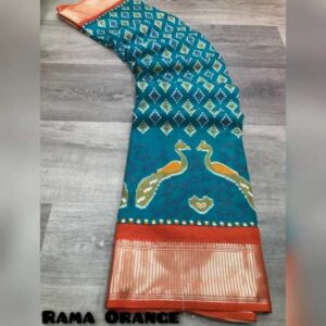 Soft Dola Silk Printed Saree With Viscose Gold Border