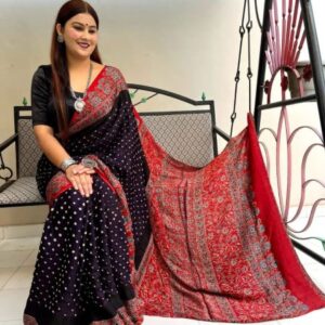 Digital Print Muslin fabric Saree With very soft in texture.
