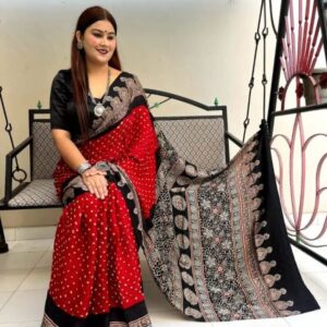 Digital Print Muslin fabric Saree With very soft in texture.