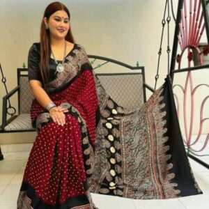 Digital Print Muslin fabric Saree With very soft in texture.