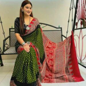 Digital Print Muslin fabric Saree With very soft in texture.