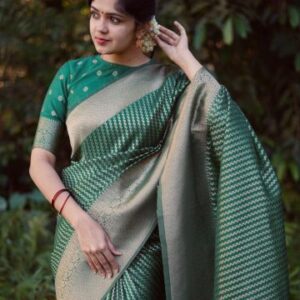 Beautiful Art Silk Jacquard Border Saree With Unstitched Running Blouse
