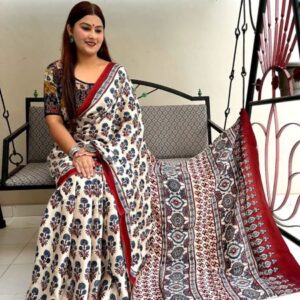 Digital Print Muslin fabric Saree With very soft in texture