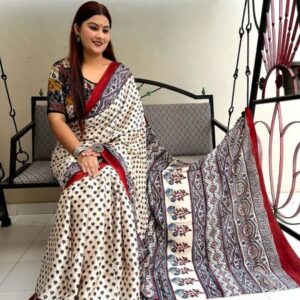Digital Print Muslin fabric Saree With very soft in texture