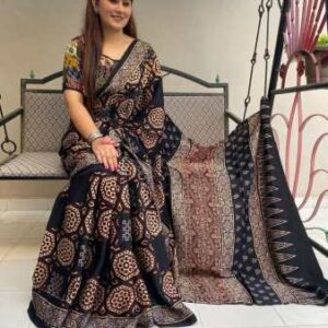 Digital Print Muslin fabric Saree With very soft in texture