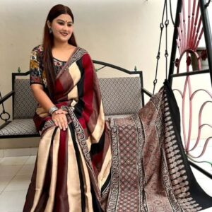 Digital Print Muslin fabric Saree With very soft in texture