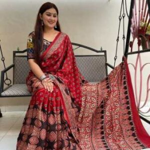 Digital Print Muslin fabric Saree With very soft in texture