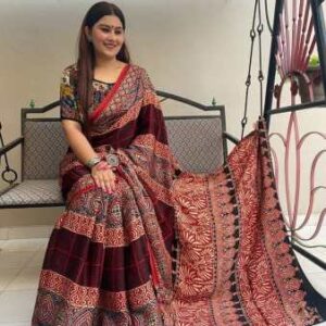 Digital Print Muslin fabric Saree With very soft in texture