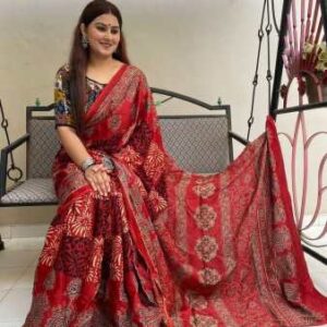 Digital Print Muslin fabric Saree With very soft in texture