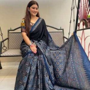 Digital Print Muslin fabric Saree With very soft in texture