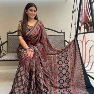 Digital Print Muslin fabric Saree With very soft in texture