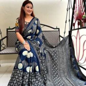 Digital Print Muslin fabric Saree With very soft in texture