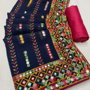 Heavy Georgette Saree With Intensified Work Using Multi Colour Thread.