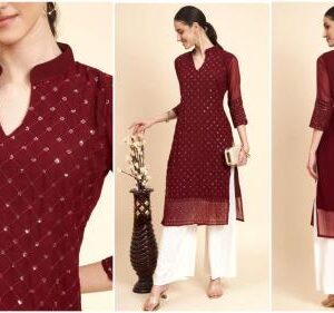 Soft Georgette Kurties With Embroidery Sequence work