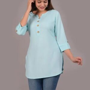 Fancy Rayon Kurties With Fancy Nack With Button