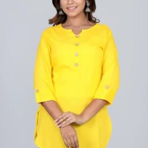 Fancy Rayon Kurties With Fancy Nack With Button