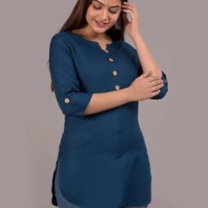 Fancy Rayon Kurties With Fancy Nack With Button