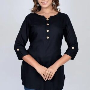 Fancy Rayon Kurties With Fancy Nack With Button