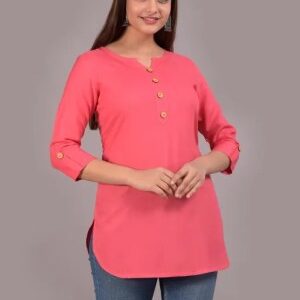Fancy Rayon Kurties With Fancy Nack With Button