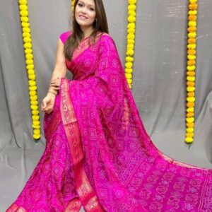 Beautiful Silk Fabric Bandhani Saree