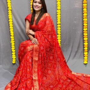 Beautiful Silk Fabric Bandhani Saree