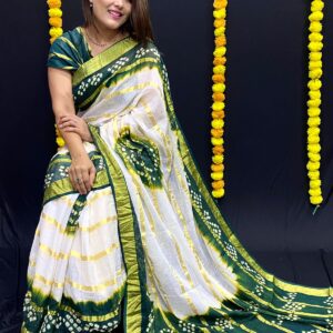 Cotton Fabric Bandhani Saree