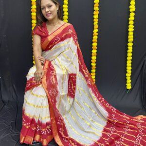 Cotton Fabric Bandhani Saree