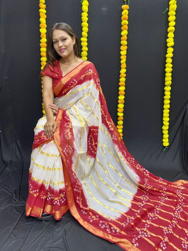 Cotton Fabric Bandhani Saree