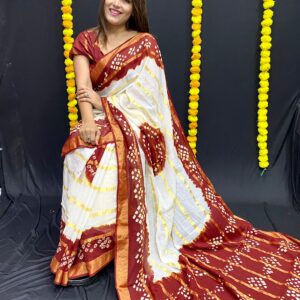 Cotton Fabric Bandhani Saree
