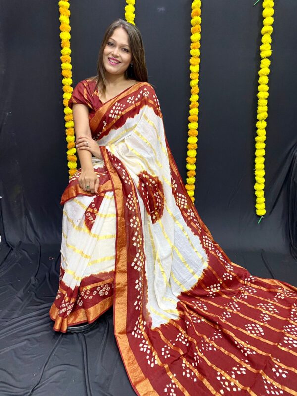 Cotton Fabric Bandhani Saree