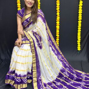 Cotton Fabric Bandhani Saree