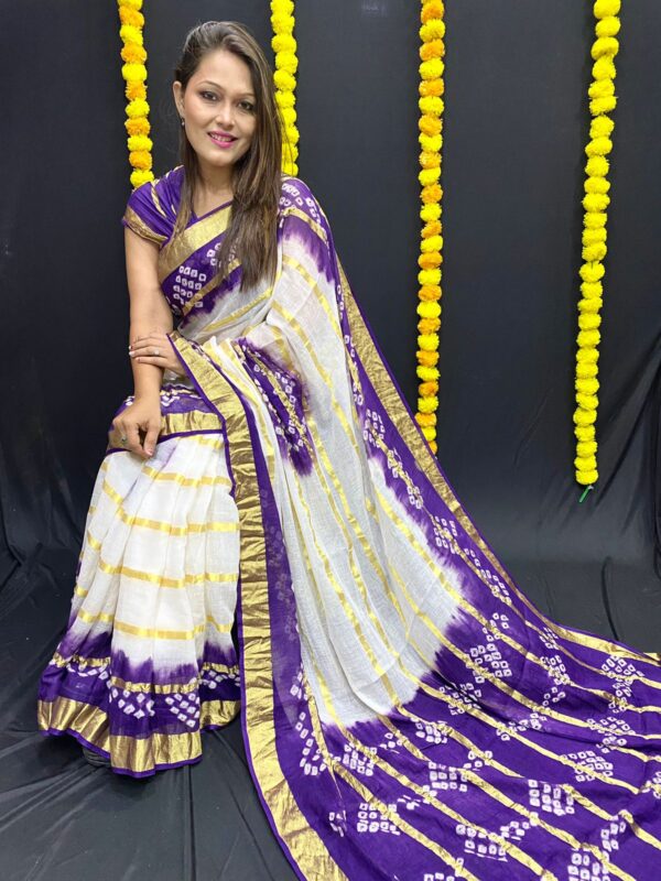 Cotton Fabric Bandhani Saree