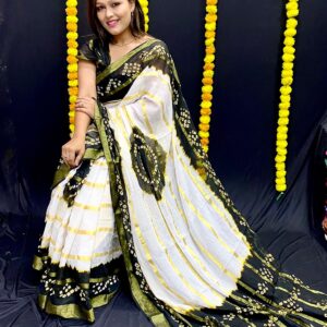 Cotton Fabric Bandhani Saree