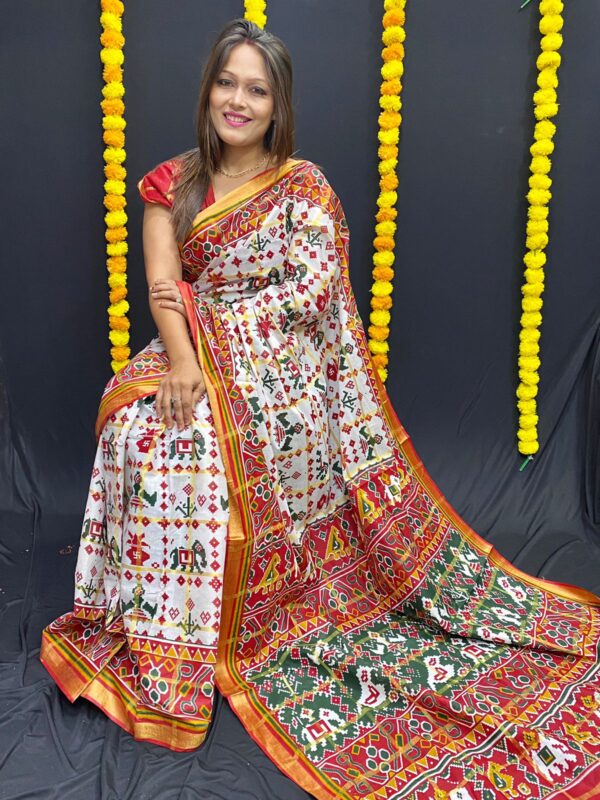 Heavy Cotton Saree With Patola Print & Running Blouse