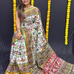 Heavy Cotton Saree With Patola Print & Running Blouse