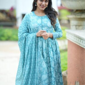 Floral Handblock Printed Anarkali Kurta