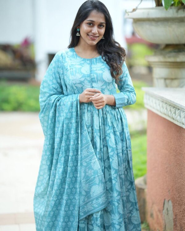 Floral Handblock Printed Anarkali Kurta