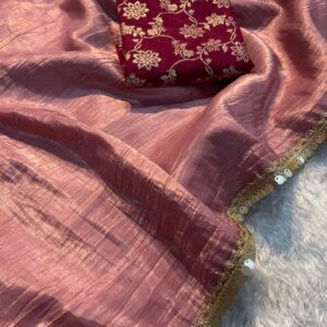Crush Tissue Silk Fancy Work Lace Saree
