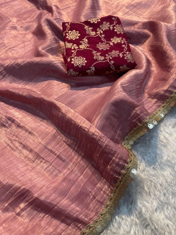 Crush Tissue Silk Fancy Work Lace Saree
