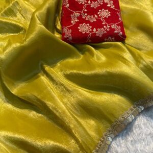 Crush Tissue Silk Fancy Work Lace Saree