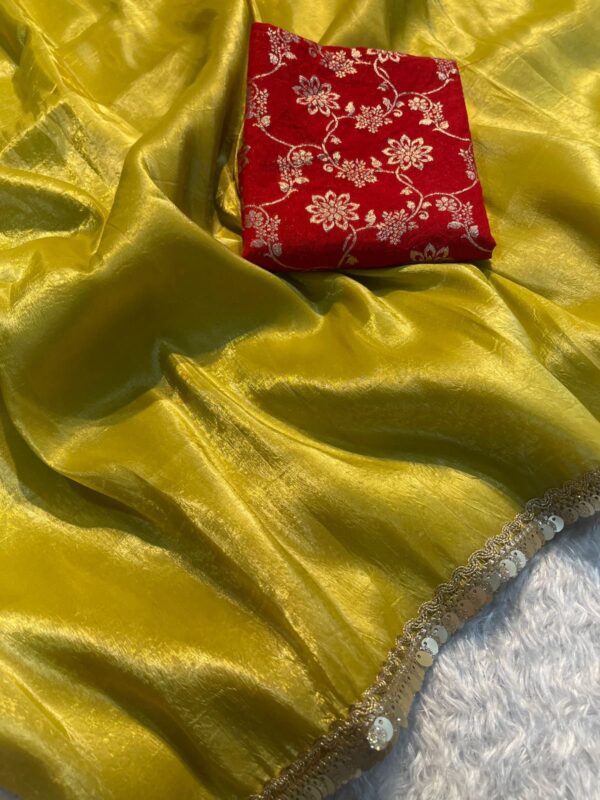 Crush Tissue Silk Fancy Work Lace Saree