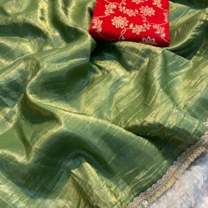 Crush Tissue Silk Fancy Work Lace Saree