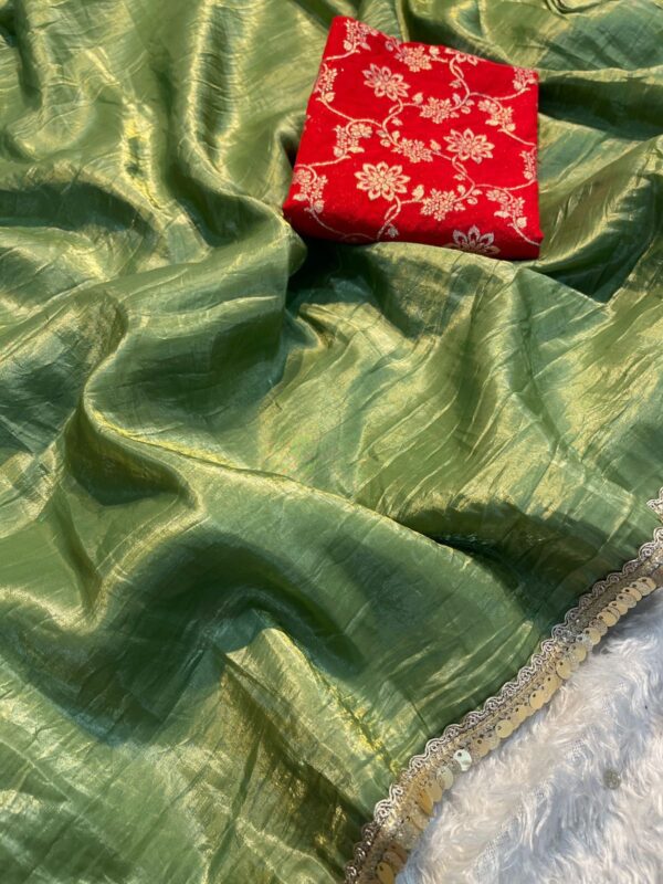 Crush Tissue Silk Fancy Work Lace Saree