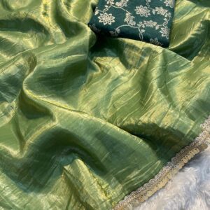 Crush Tissue Silk Fancy Work Lace Saree