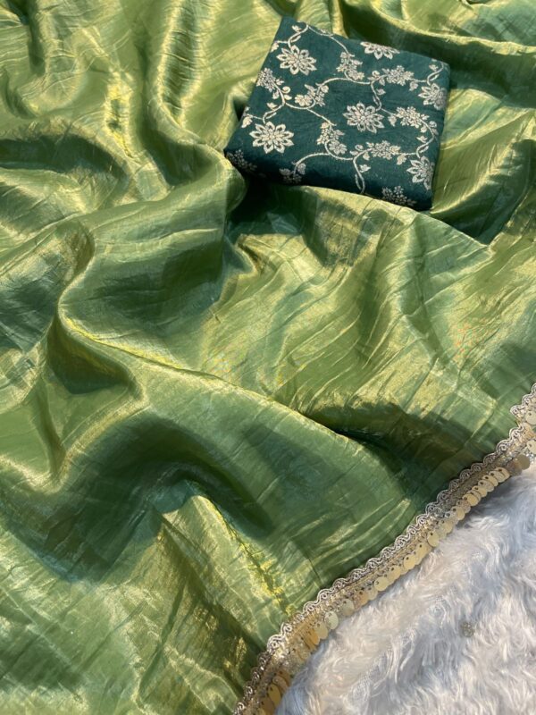Crush Tissue Silk Fancy Work Lace Saree