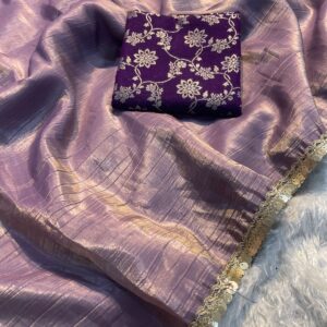Crush Tissue Silk Fancy Work Lace Saree