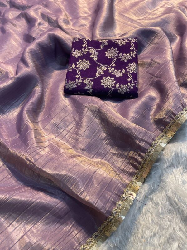Crush Tissue Silk Fancy Work Lace Saree